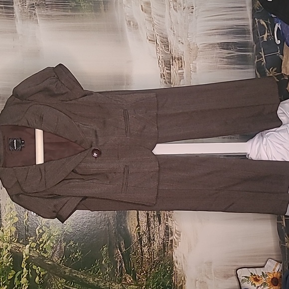 My Michelle Womens Small 2 piece business suit top &amp; matching pants set brown